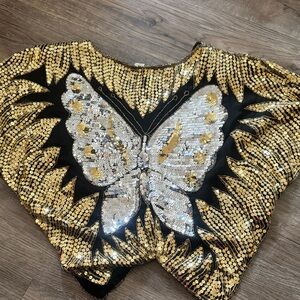 Sequin Butterfly Top in Gold and Silver